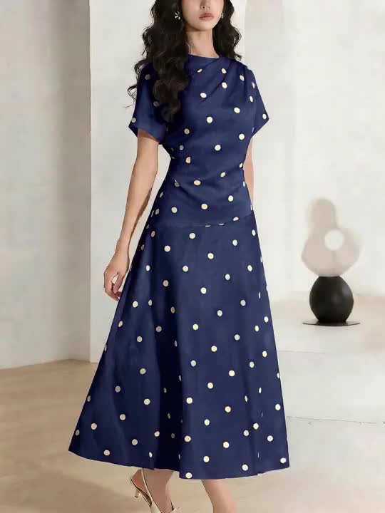 navy blue polka dot midi dress Polka Dot Charm Midi Dress Navy