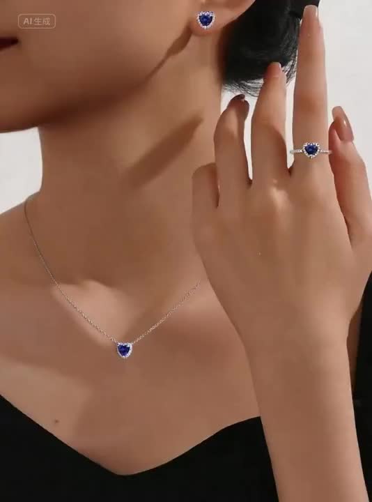 1 Set Of Pure Silver Necklace, Earrings And Ring Jewelry Set